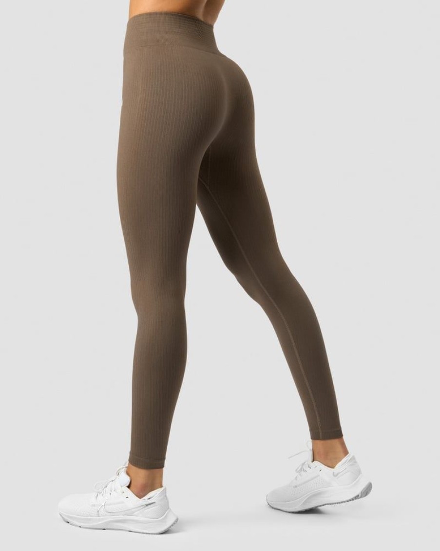 Naiset ICIW Trikoot & Leggingsit | Ribbed Define Seamless Tights Dark Sand Wmn