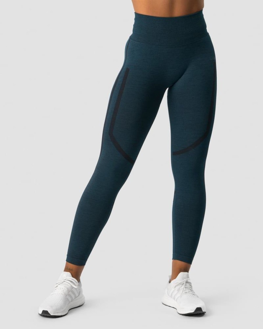 Naiset ICIW Trikoot & Leggingsit | Rush Seamless Tights Dk Teal