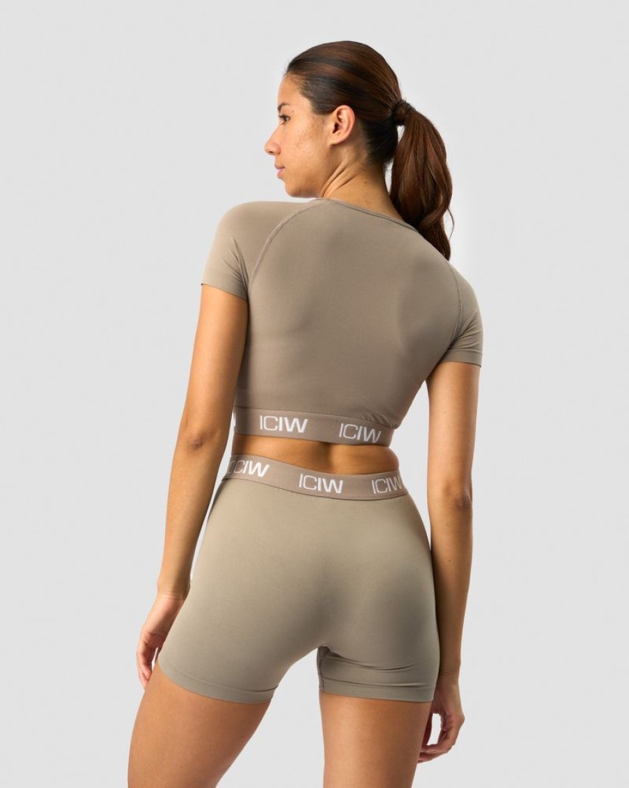 Naiset ICIW Seamless | Define Seamless Logo T-Shirt Crop Top Taupe