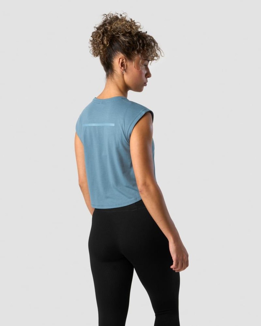 Naiset ICIW Topit | Stride Cropped Tank Wmn Steel Blue