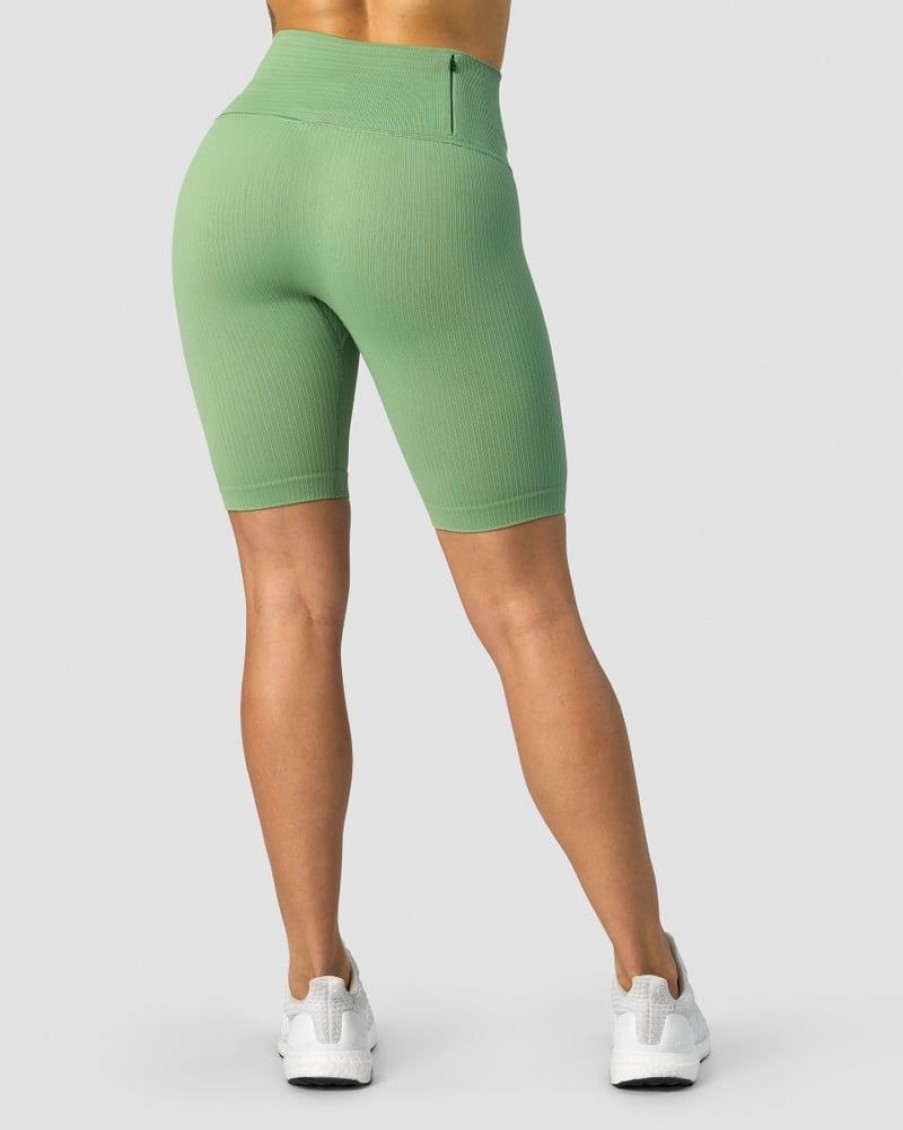 Naiset ICIW Seamless | Ribbed Define Seamless Pocket Biker Shorts Light Green