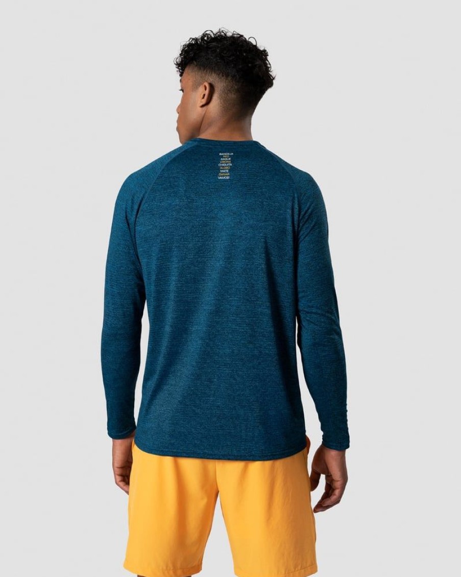 Miehet ICIW Pitkahihaiset Paidat | Smash Padel Mesh Longsleeve Teal Melange Men