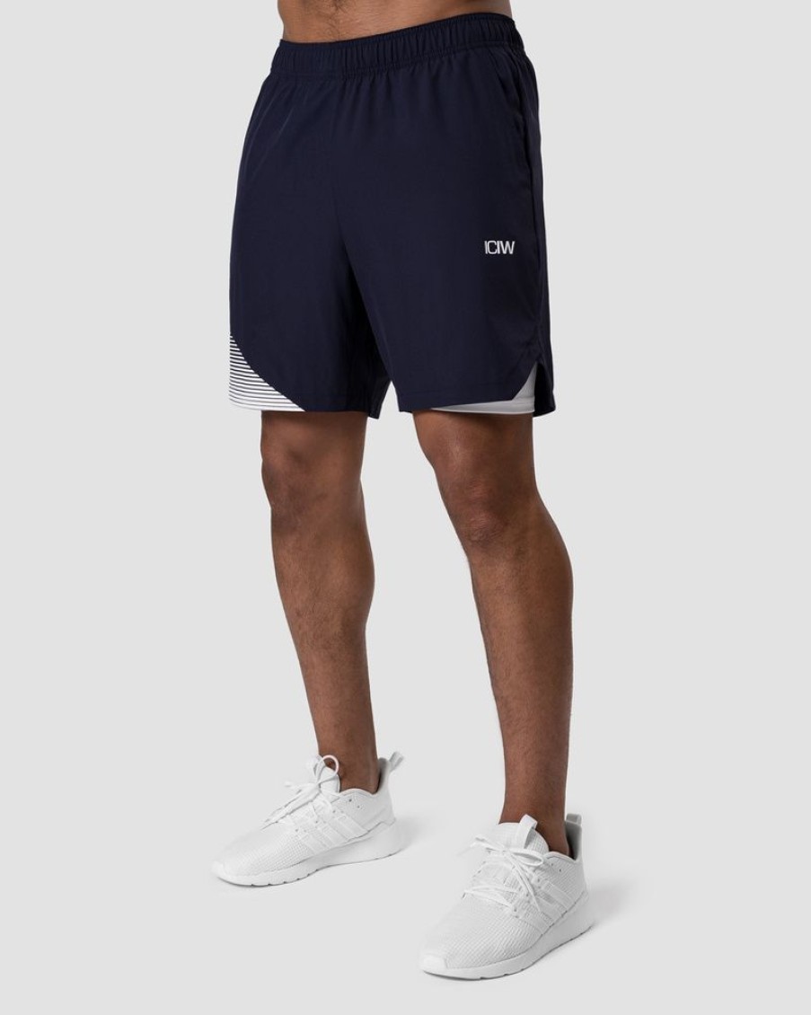 Miehet ICIW Shortsit | Smash Padel 2-In-1 Shorts Navy/White Men