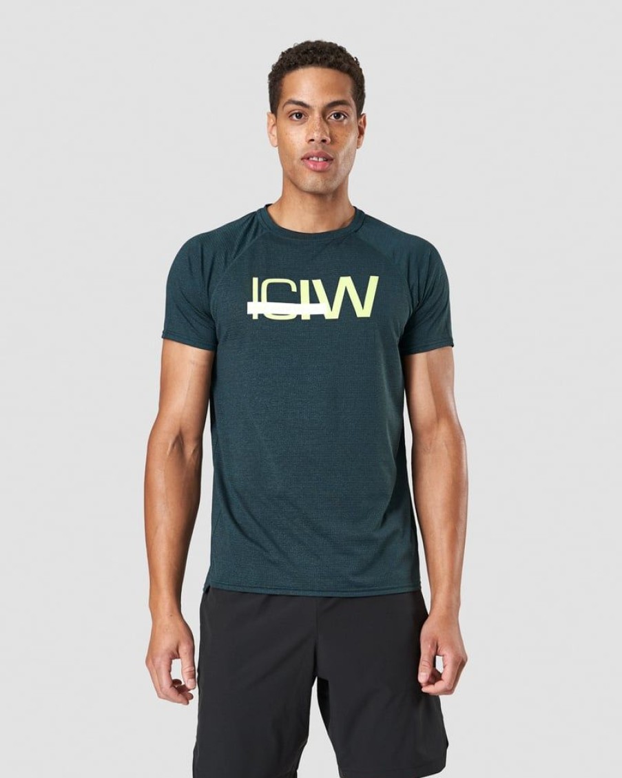 Miehet ICIW T-Paidat | Training Mesh T-Shirt Vivid Green Melange Men