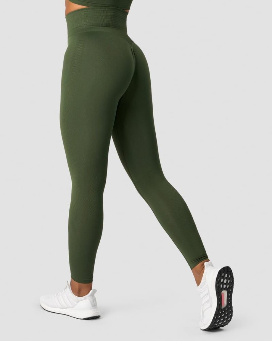 Naiset ICIW Trikoot & Leggingsit | Define Seamless Scrunch Tights Autumn Green