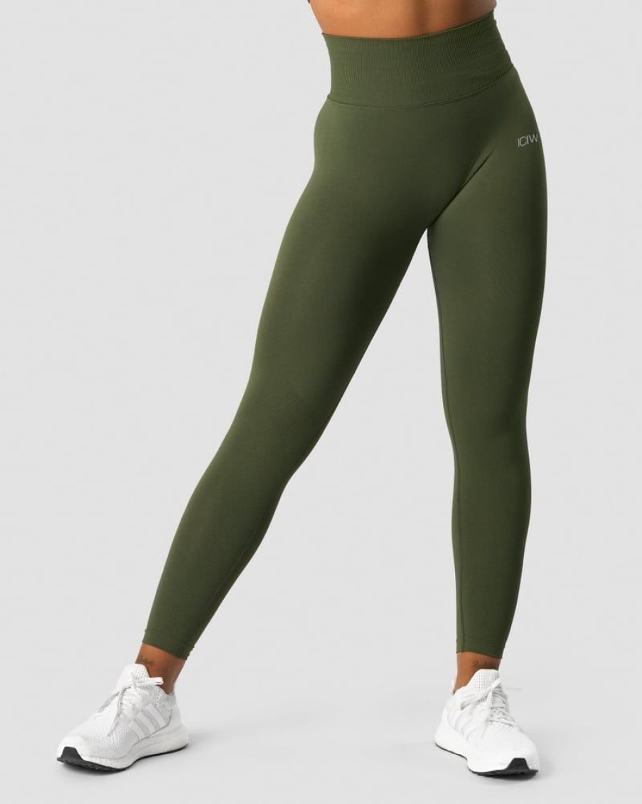 Naiset ICIW Trikoot & Leggingsit | Define Seamless Scrunch Tights Autumn Green