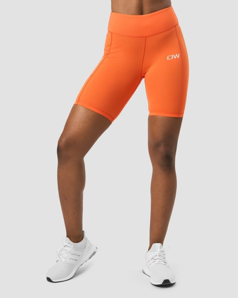 Naiset ICIW Shortsit | Scrunch V-Shape Pocket Biker Shorts Orange