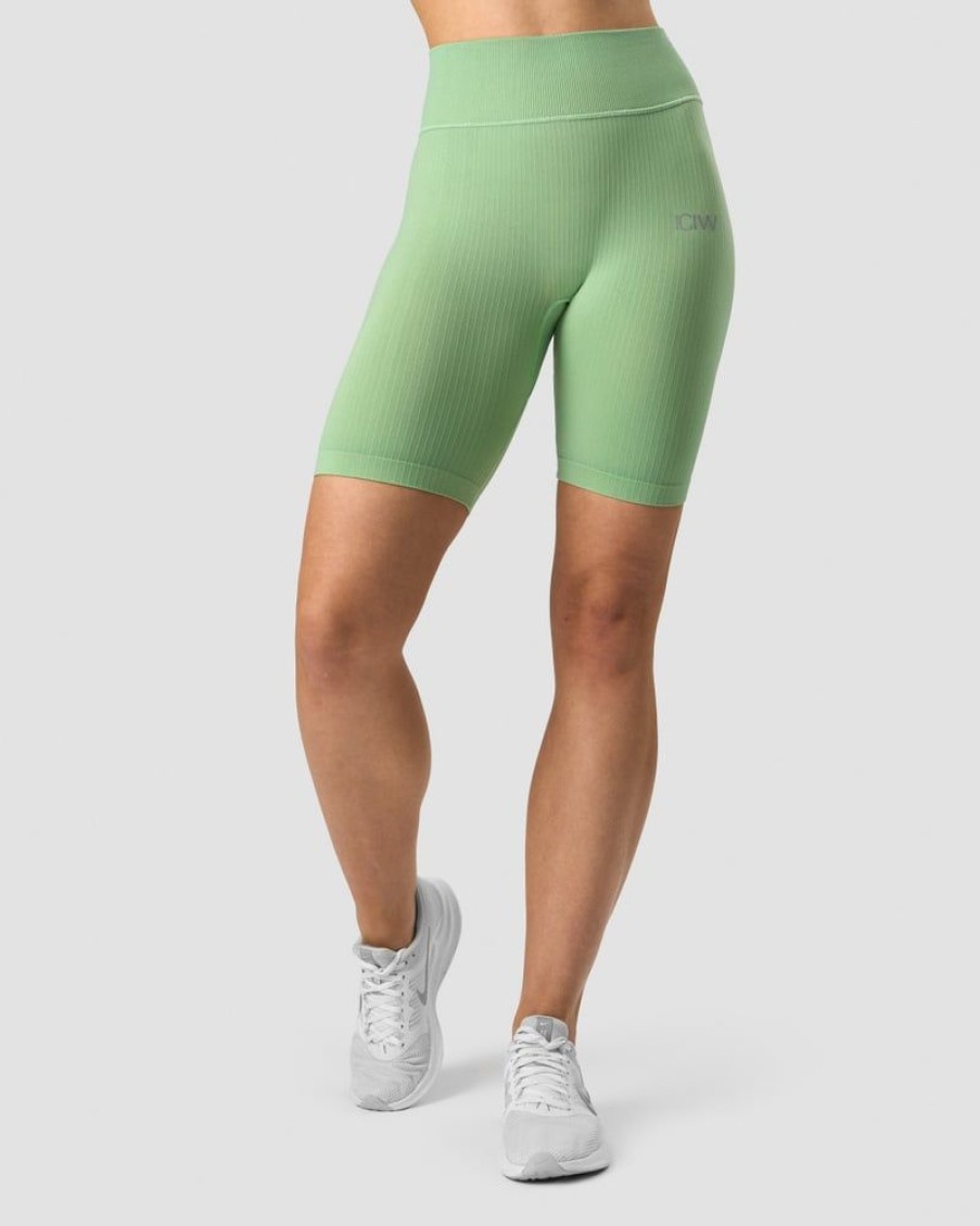 Naiset ICIW Seamless | Ribbed Define Seamless Biker Shorts Wmn Spring Green