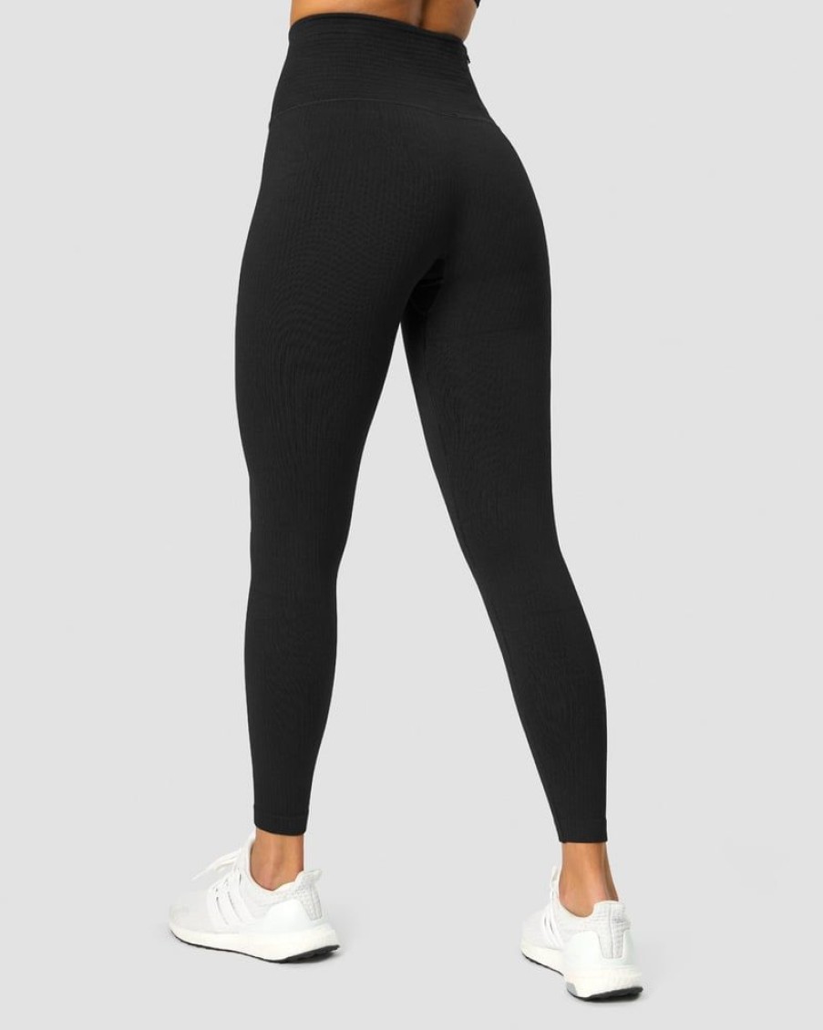 Naiset ICIW Trikoot & Leggingsit | Ribbed Define Seamless Pocket Tights Black