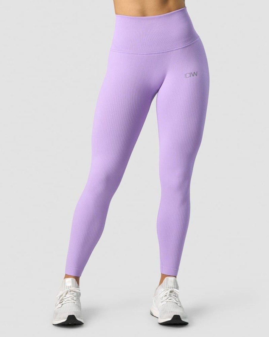 Naiset ICIW Trikoot & Leggingsit | Ribbed Define Seamless Pocket Tights Lavender