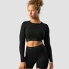 Naiset ICIW Seamless | Define Seamless Logo Long Sleeve Crop Top Black