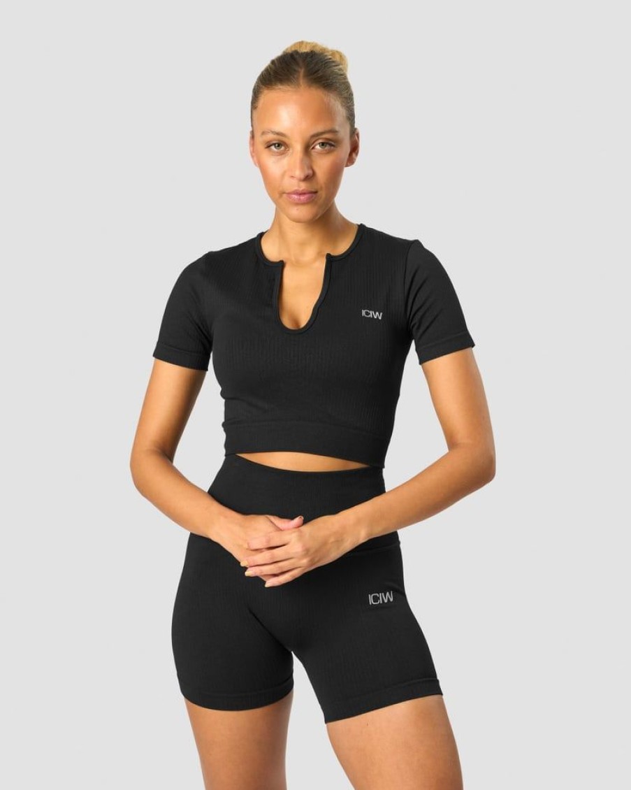 Naiset ICIW Seamless | Ribbed Define Seamless Cropped T-Shirt Black