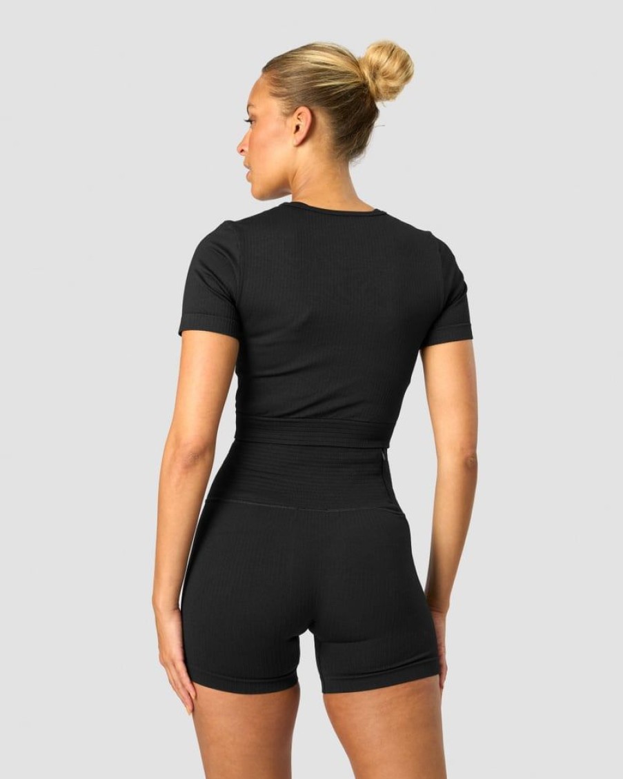 Naiset ICIW Seamless | Ribbed Define Seamless Cropped T-Shirt Black