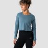 Naiset ICIW Pitkahihaiset Paidat | Stride Cropped Long Sleeve Wmn Steel Blue