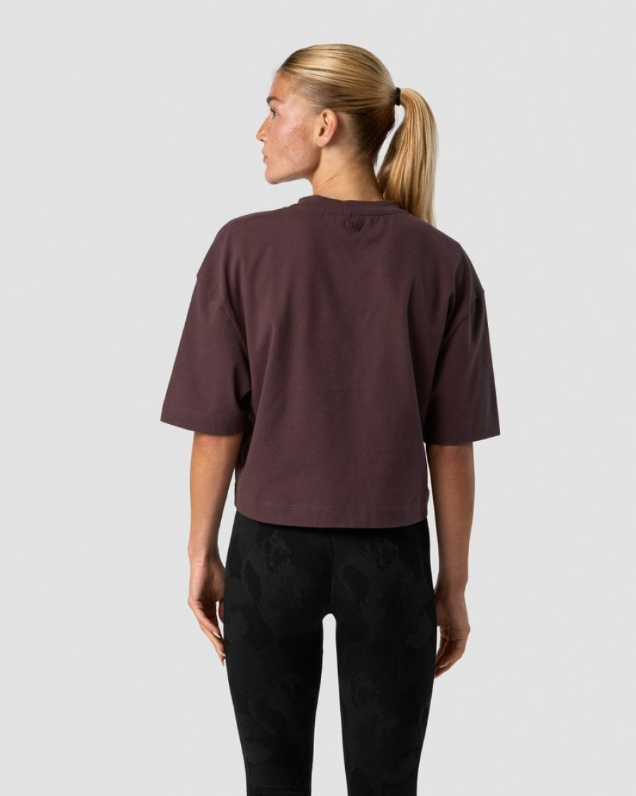 Naiset ICIW T-Paidat | Everyday Cotton Cropped T-Shirt Burgundy