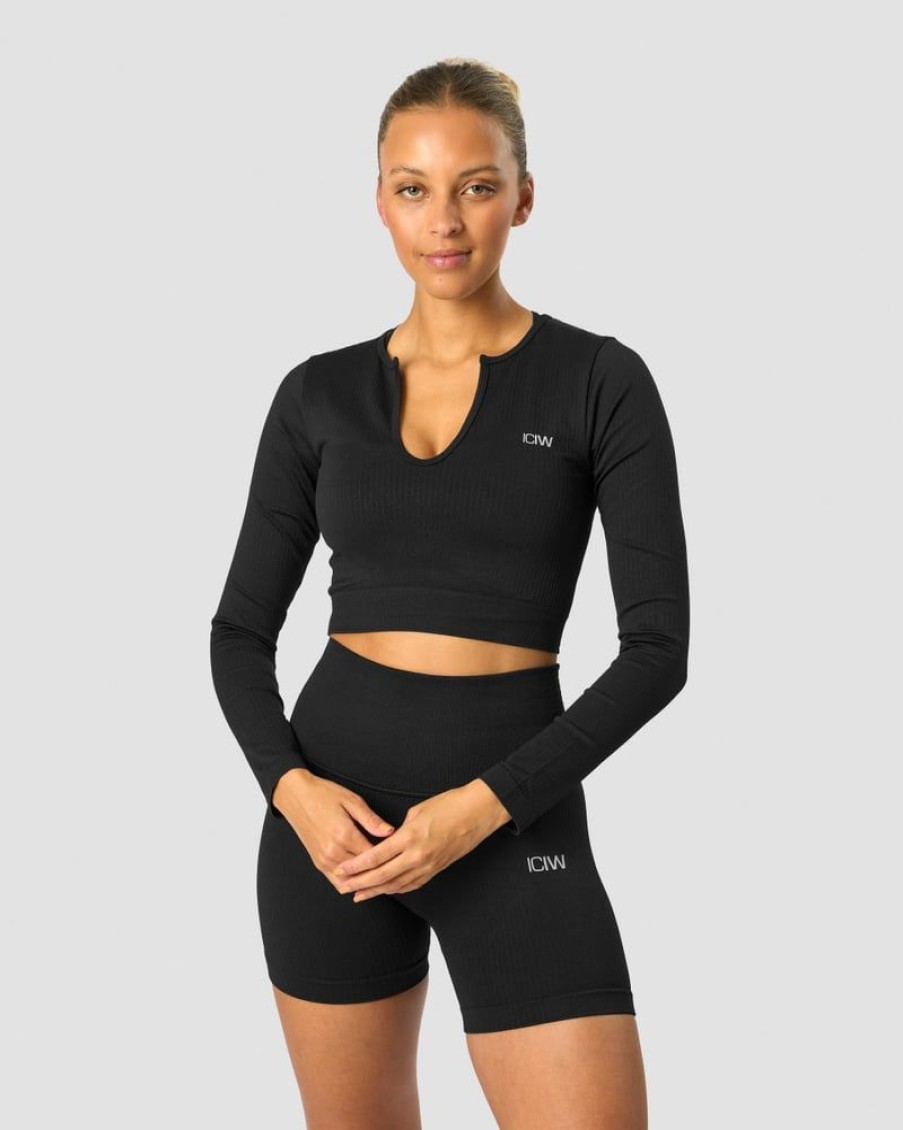 Naiset ICIW Seamless | Ribbed Define Seamless Cropped Long Sleeve Black