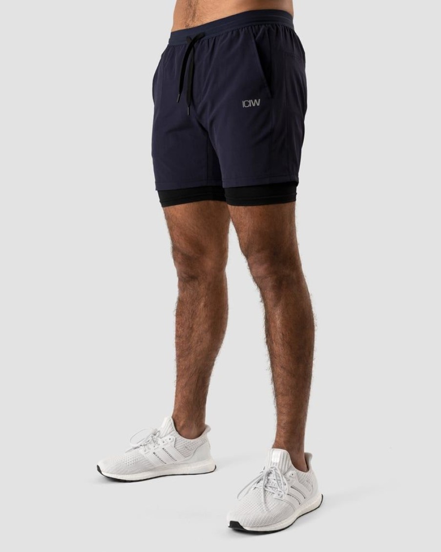 Miehet ICIW Shortsit | Workout 2-In-1 Shorts Navy