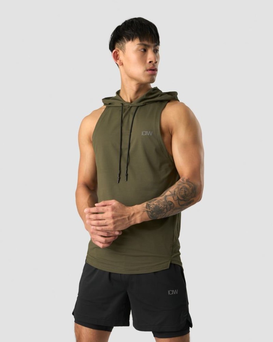 Miehet ICIW T-Paidat | Stride Sleeveless T-Shirt Hoodie Men Dark Green