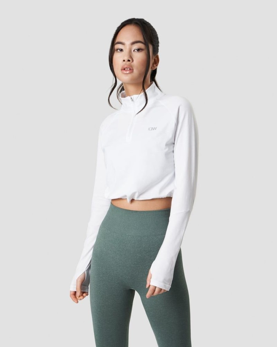 Naiset ICIW Pitkahihaiset Paidat | Define Cropped 1/4 Zip Adjustable White