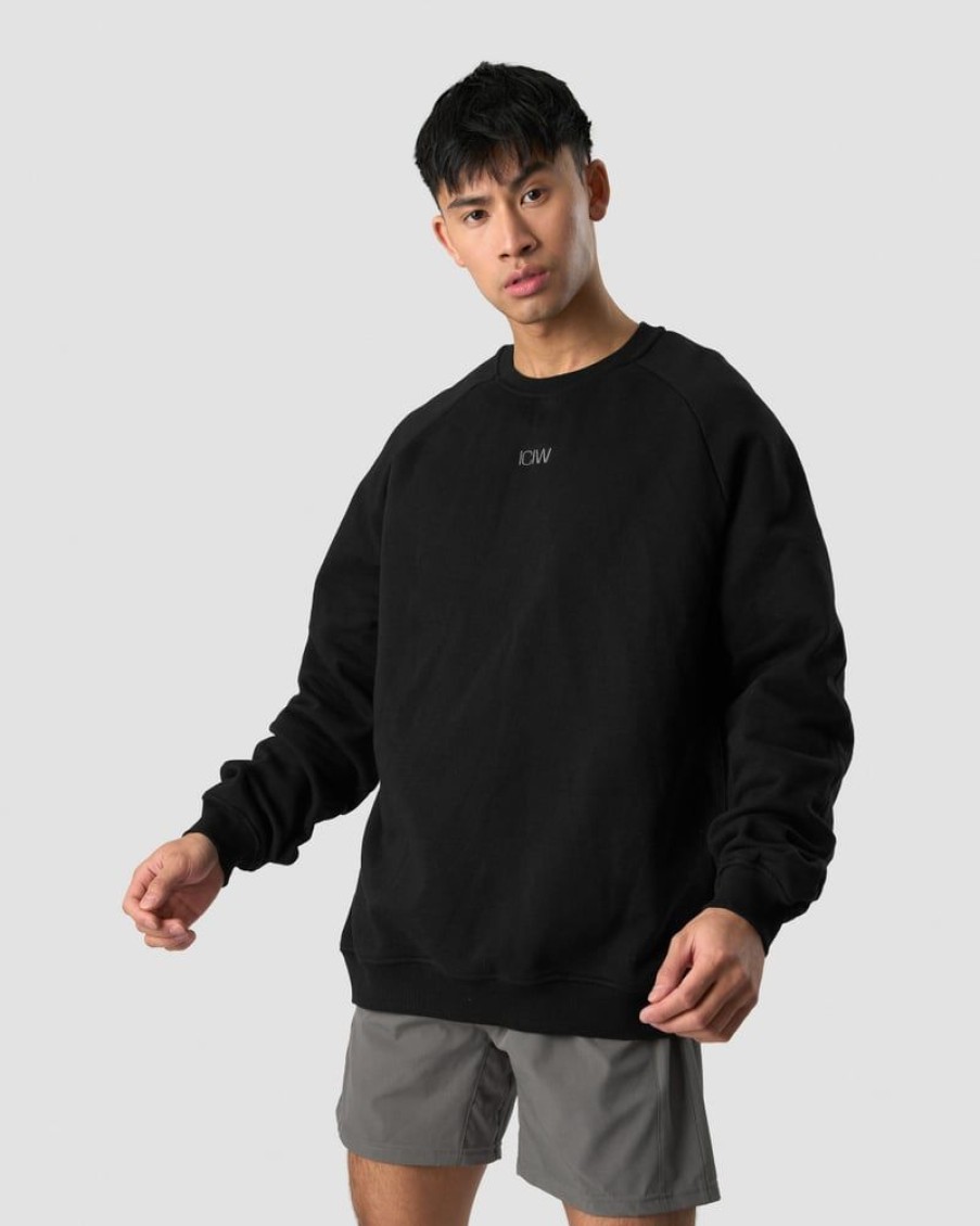 Miehet ICIW Pitkahihaiset Paidat | Essential Crewneck Loose Fit Black Men