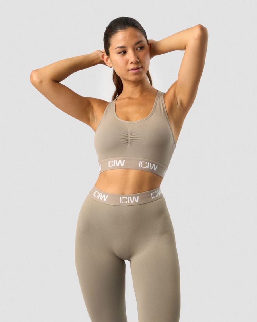 Naiset ICIW Urheiluliivit | Define Seamless Logo Scrunch Sports Bra Taupe