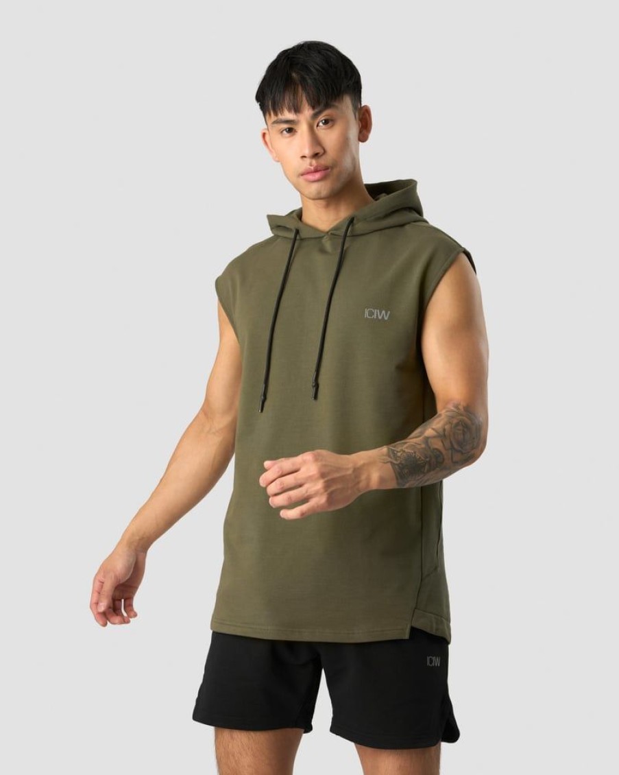 Miehet ICIW Topit | Stride Sleeveless Hoodie Men Dark Green