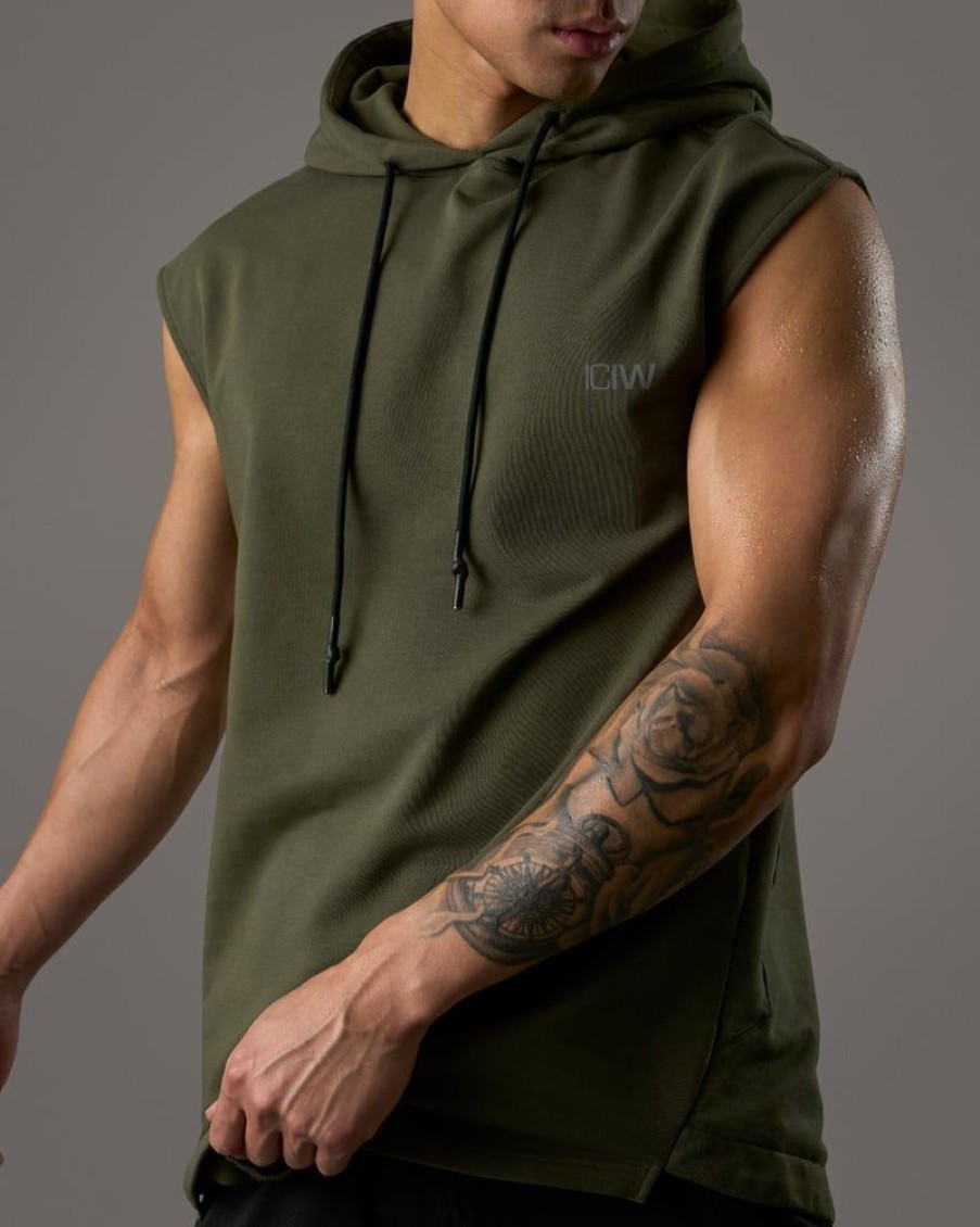 Miehet ICIW Topit | Stride Sleeveless Hoodie Men Dark Green