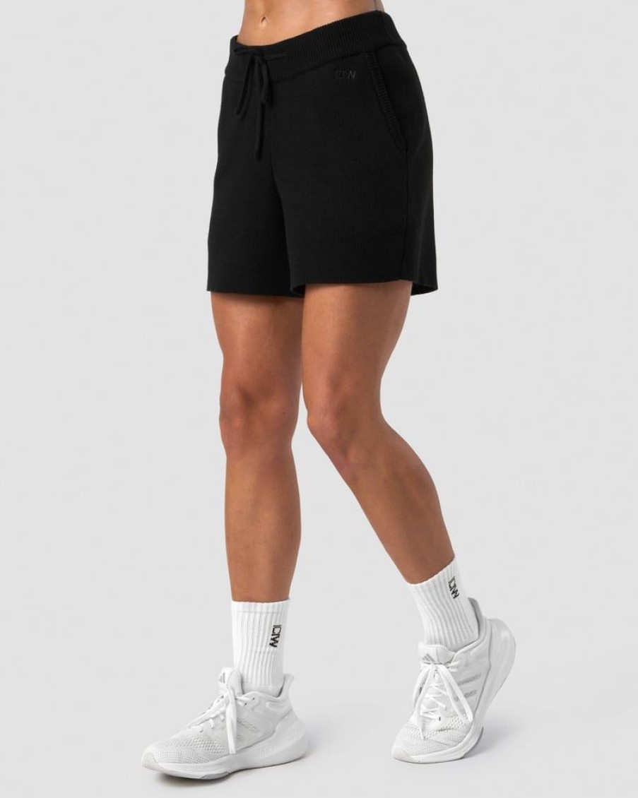 Naiset ICIW Shortsit | Soft Knit Oversized Shorts Black