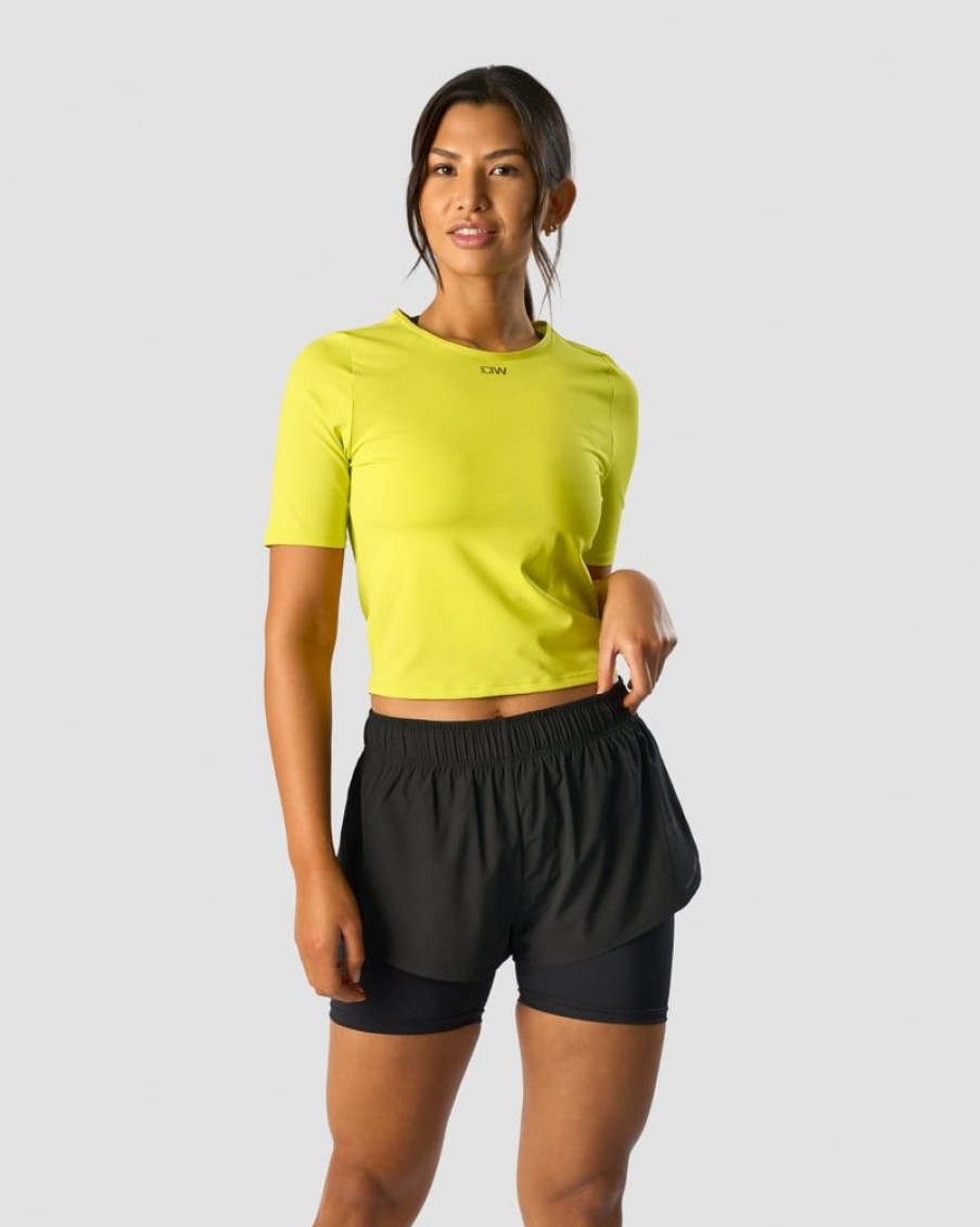 Naiset ICIW T-Paidat | Charge Cropped Mid Sleeve Wmn Acid Yellow