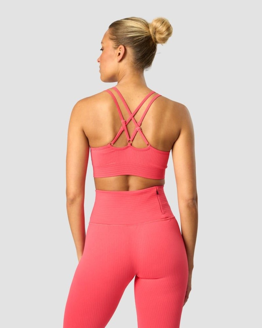 Naiset ICIW Urheiluliivit | Ribbed Define Seamless Strappy Bra Coral Red