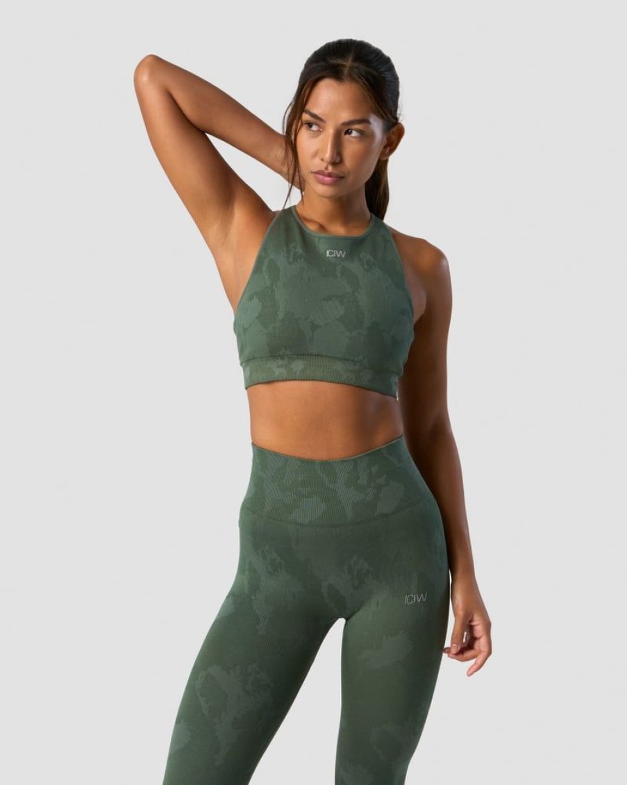 Naiset ICIW Urheiluliivit | Camo Seamless Sports Bra Green