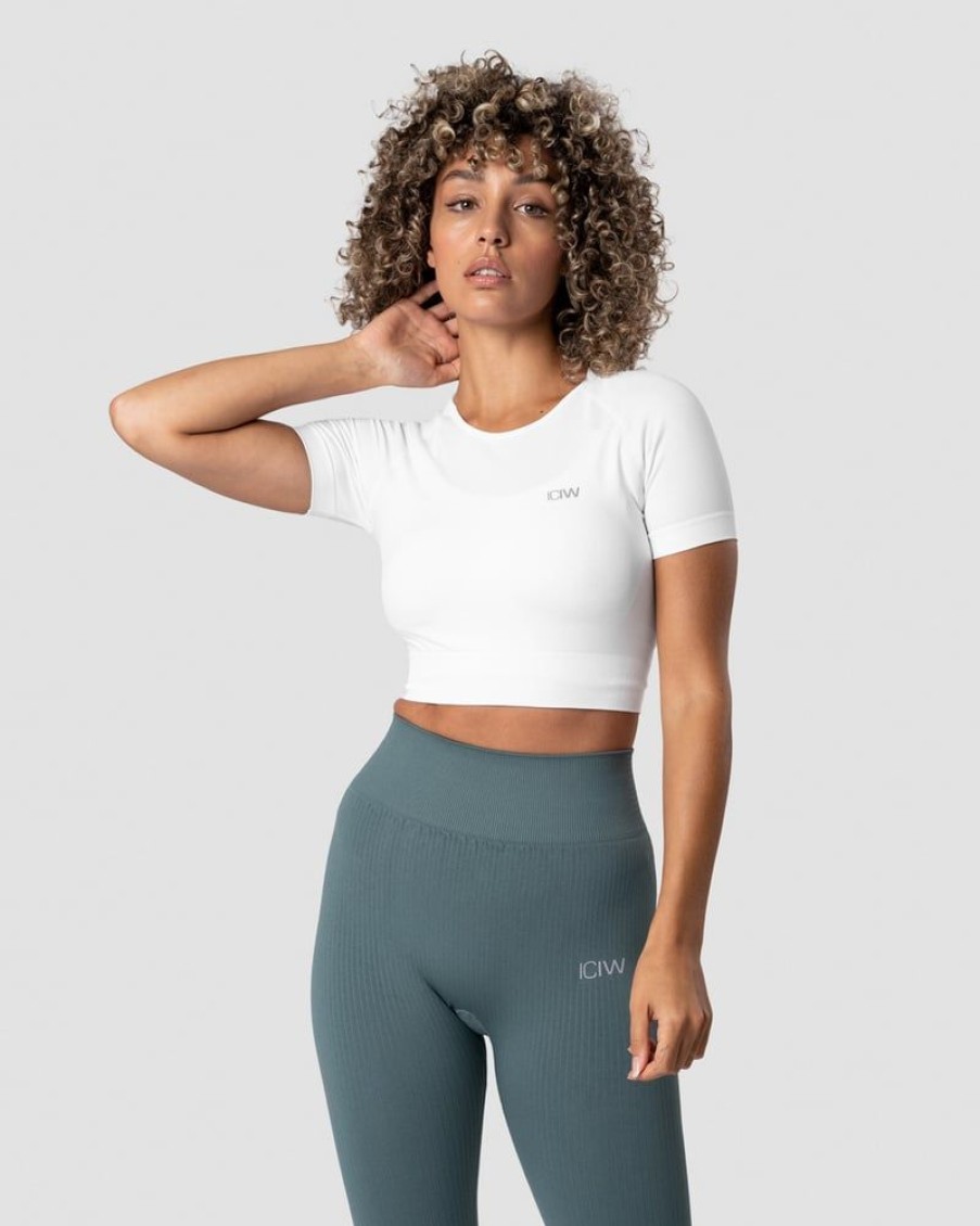 Naiset ICIW Seamless | Define Seamless Cropped T-Shirt White Wmn