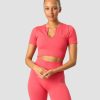 Naiset ICIW Seamless | Ribbed Define Seamless Cropped T-Shirt Coral Red