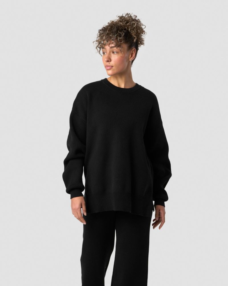 Naiset ICIW Pitkahihaiset Paidat | Soft Knit Oversized Crewneck Black