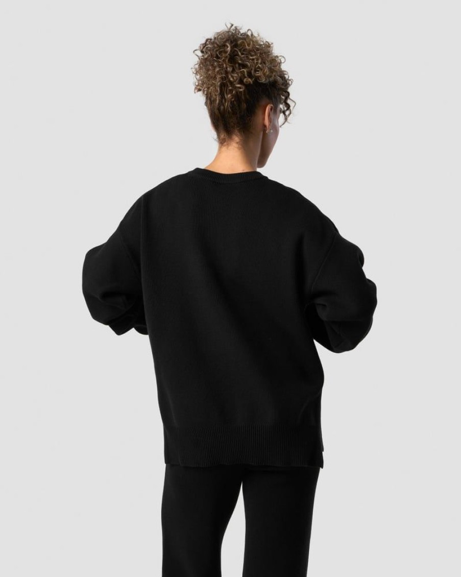 Naiset ICIW Pitkahihaiset Paidat | Soft Knit Oversized Crewneck Black