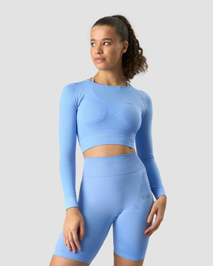 Naiset ICIW Seamless | Define Seamless Ls Crop Top Daisy Blue