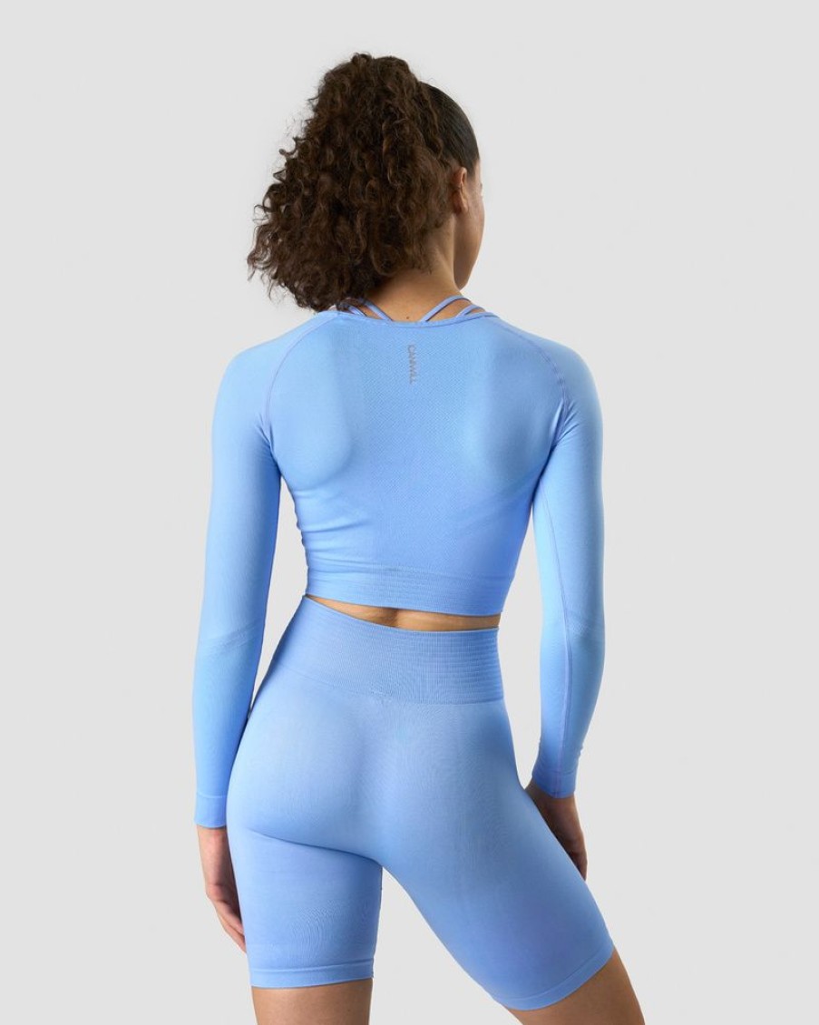 Naiset ICIW Seamless | Define Seamless Ls Crop Top Daisy Blue