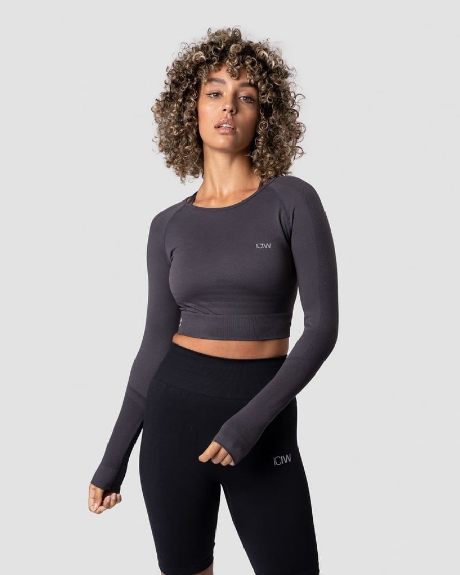 Naiset ICIW Seamless | Define Seamless Ls Crop Top Graphite Wmn