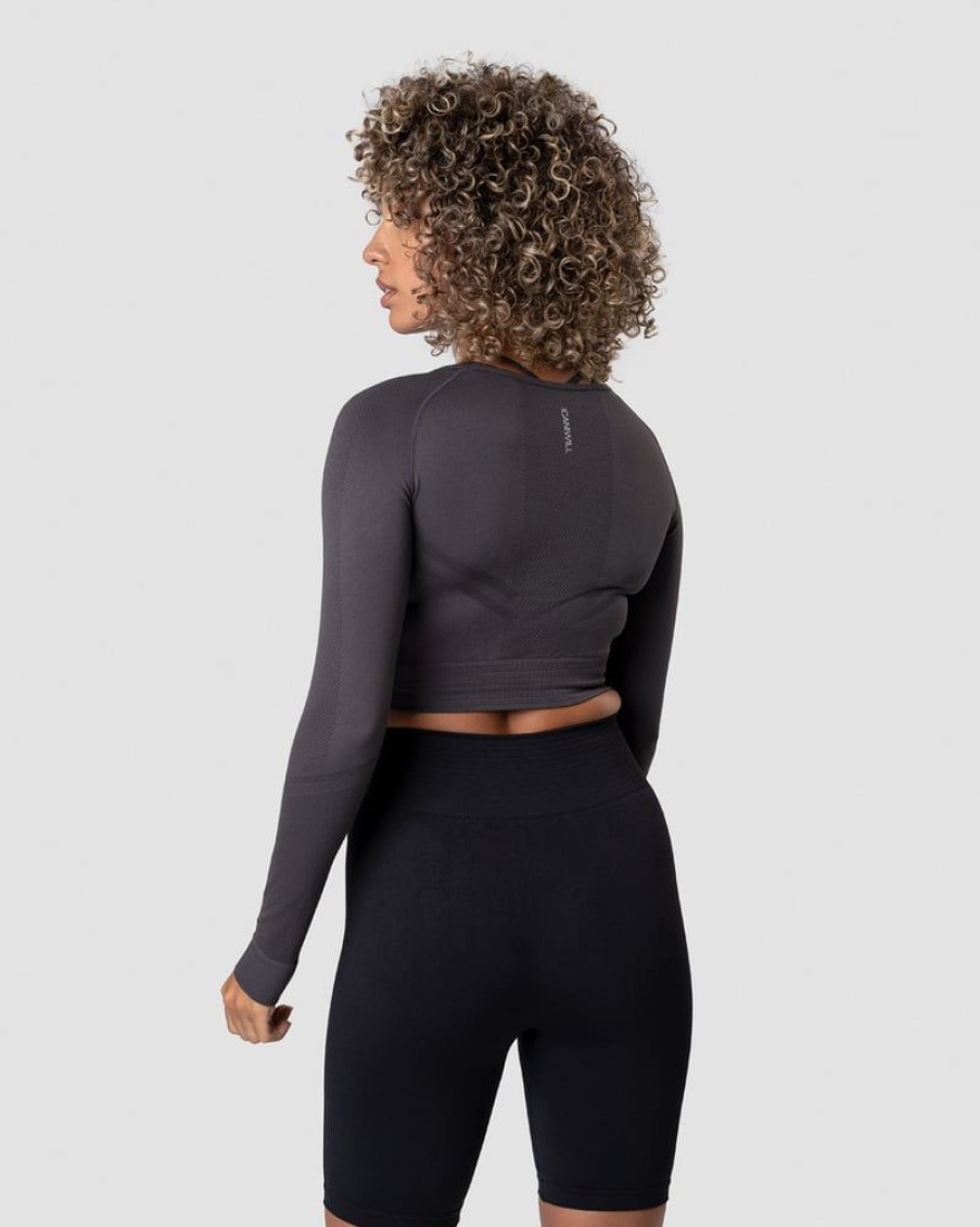 Naiset ICIW Seamless | Define Seamless Ls Crop Top Graphite Wmn