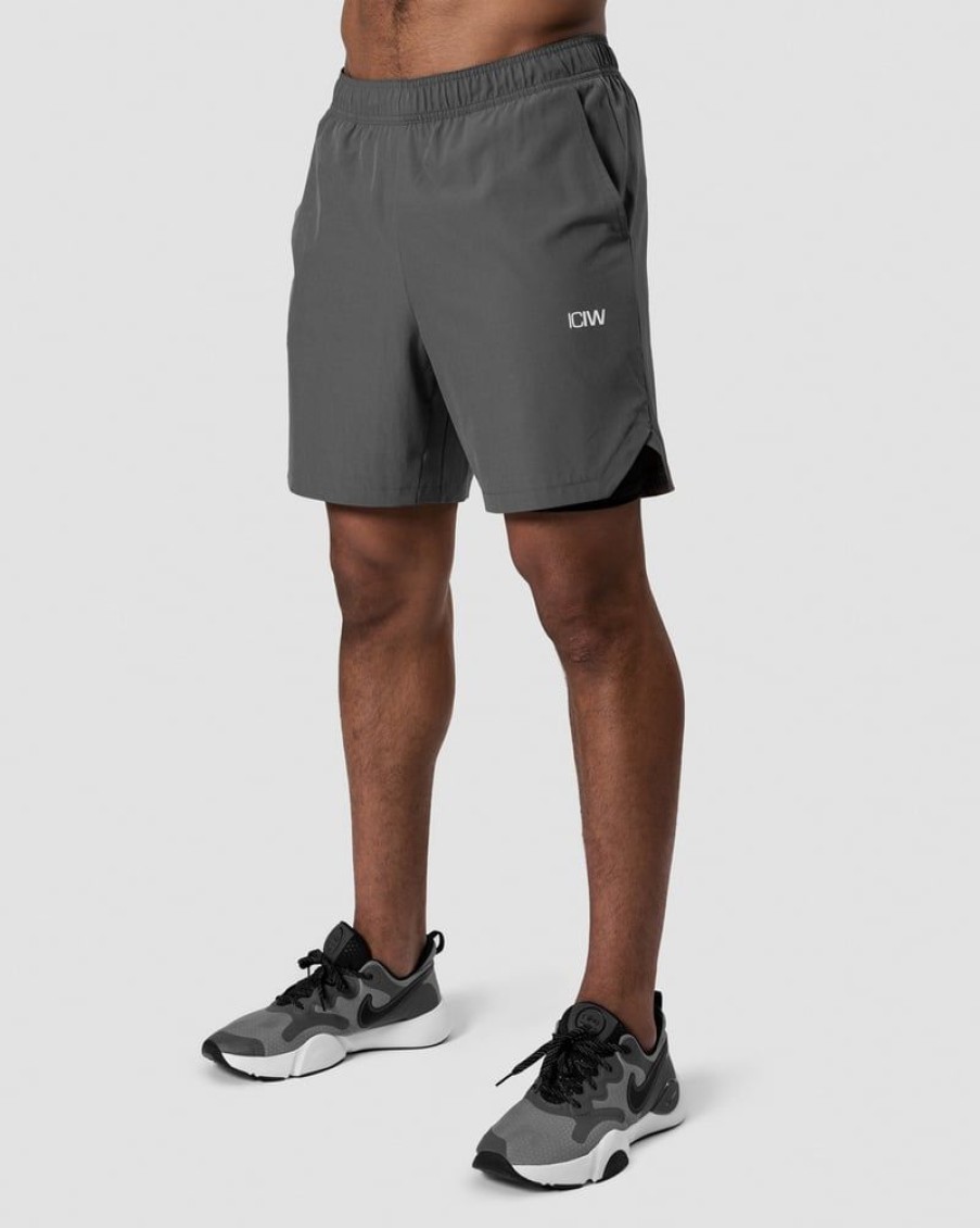 Miehet ICIW Shortsit | Training 2-In-1 Shorts Dark Grey/Black Men