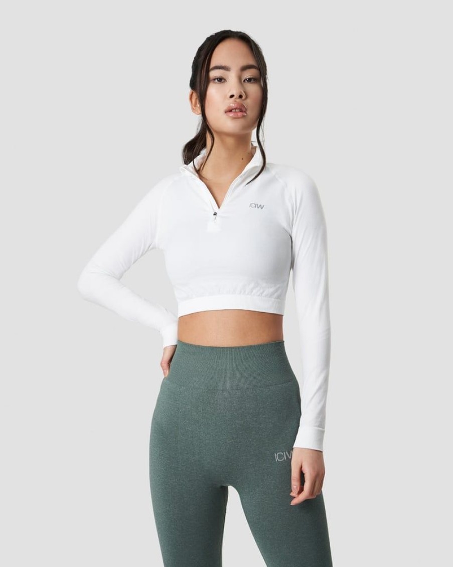 Naiset ICIW Pitkahihaiset Paidat | Define Cropped 1/4 Zip White