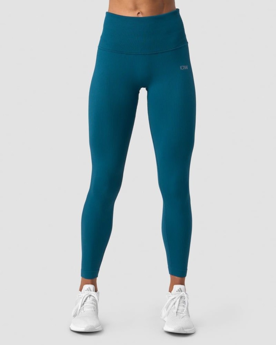 Naiset ICIW Trikoot & Leggingsit | Ribbed Define Seamless Pocket Tights Teal