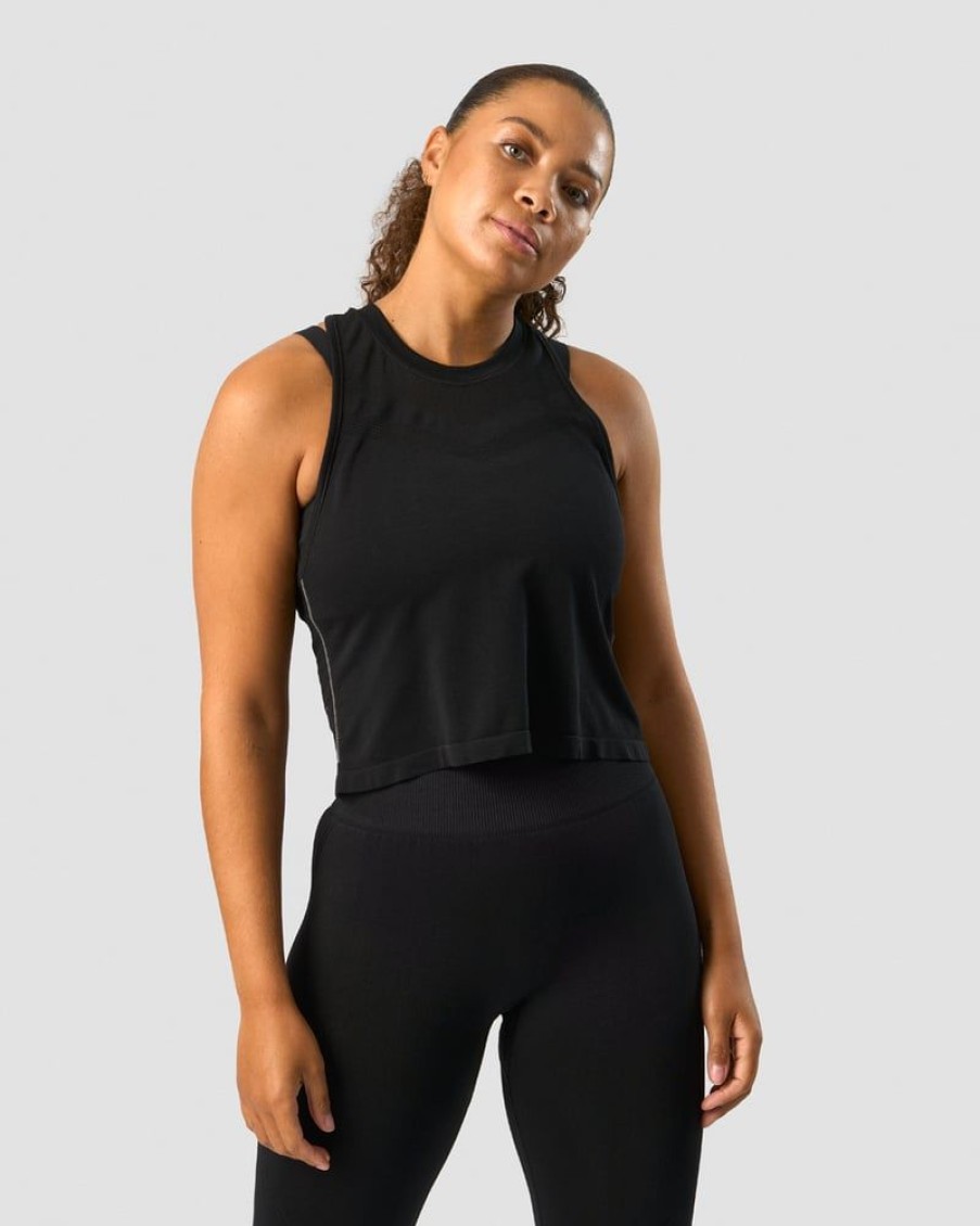 Naiset ICIW Seamless | Deluxe Seamless Cropped Tank Top Black