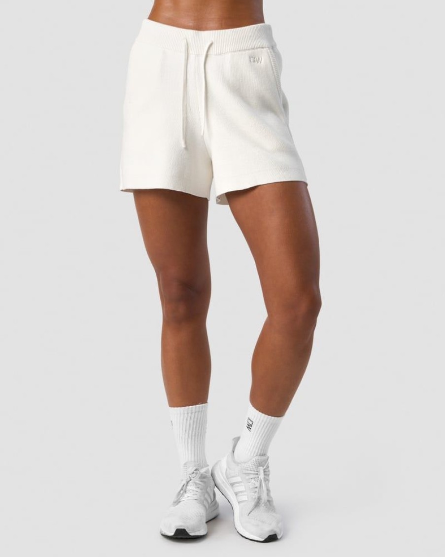 Naiset ICIW Shortsit | Soft Knit Oversized Shorts White