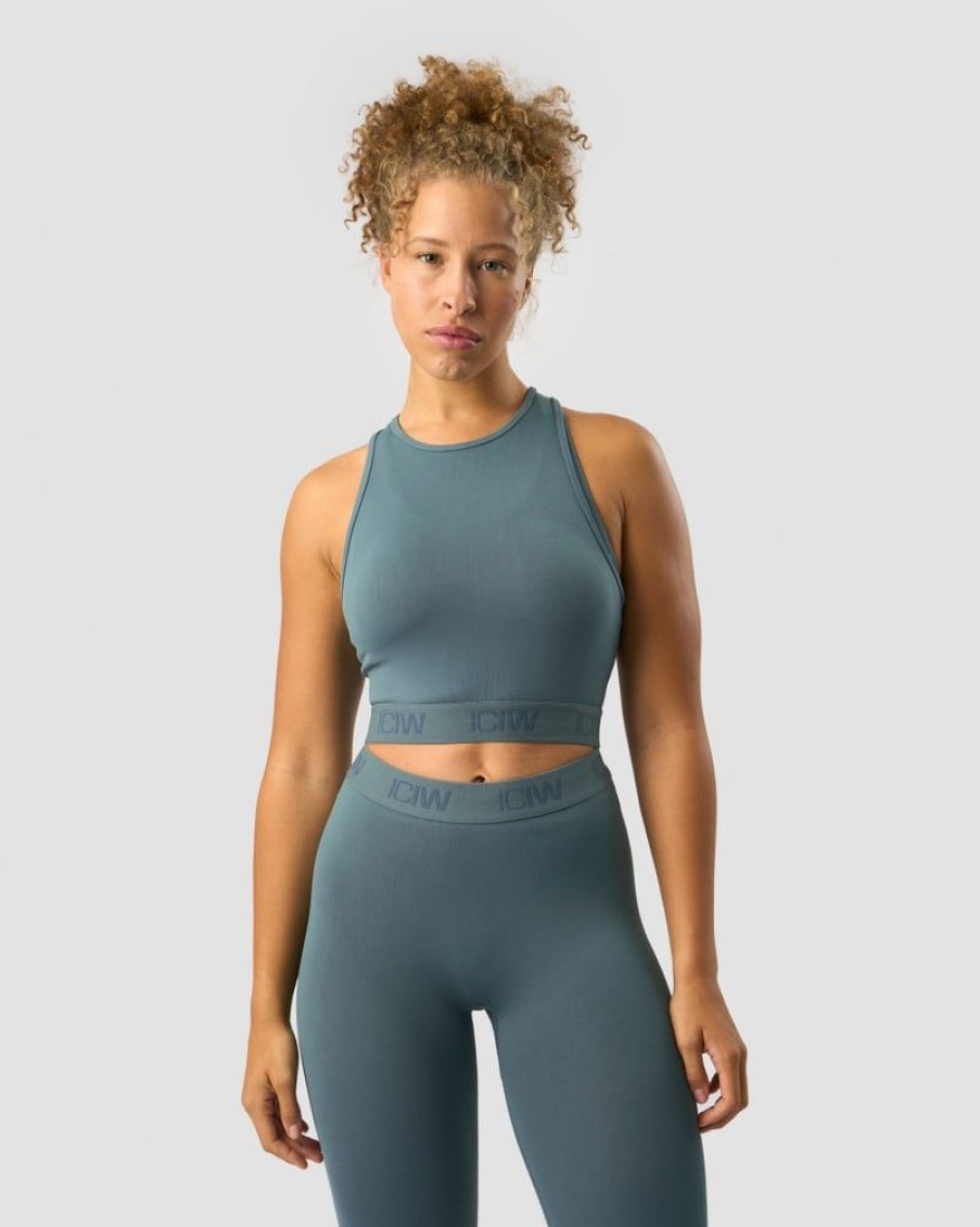 Naiset ICIW Seamless | Define Seamless Logo Cropped Tank Top Jungle Green