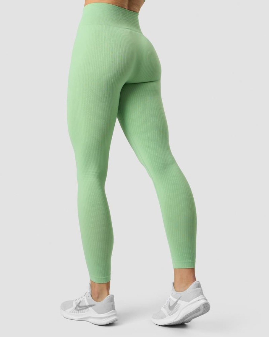 Naiset ICIW Trikoot & Leggingsit | Ribbed Define Seamless Tights Spring Green