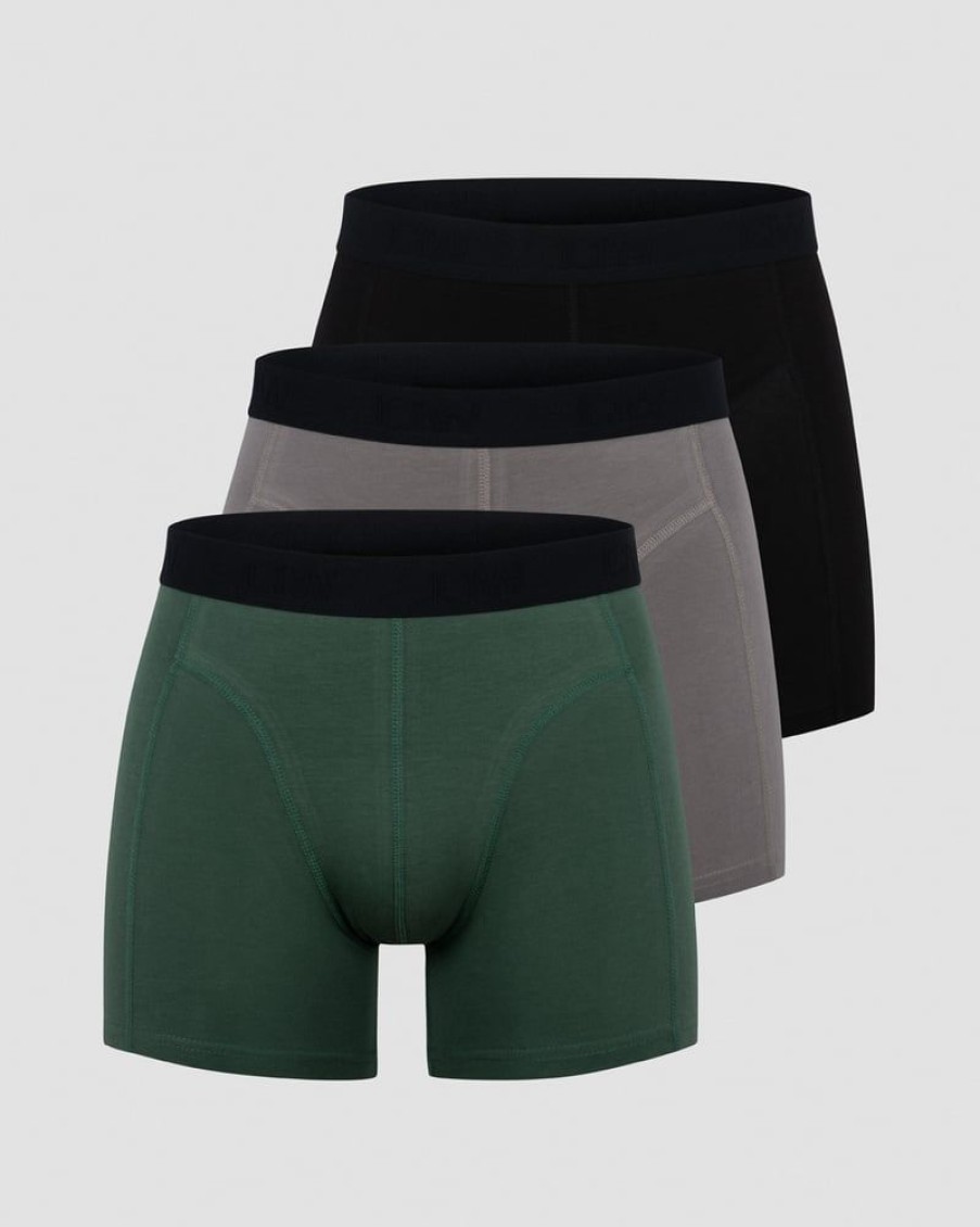 Miehet ICIW Alusvaatteet | Boxer 3-Pack Black/Grey/Moss