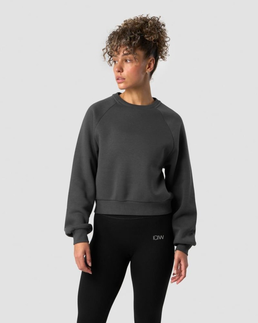 Naiset ICIW Pitkahihaiset Paidat | Everyday Cropped Crewneck Dark Grey