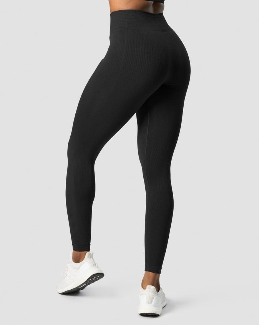 Naiset ICIW Trikoot & Leggingsit | Ribbed Define Seamless Tights Black