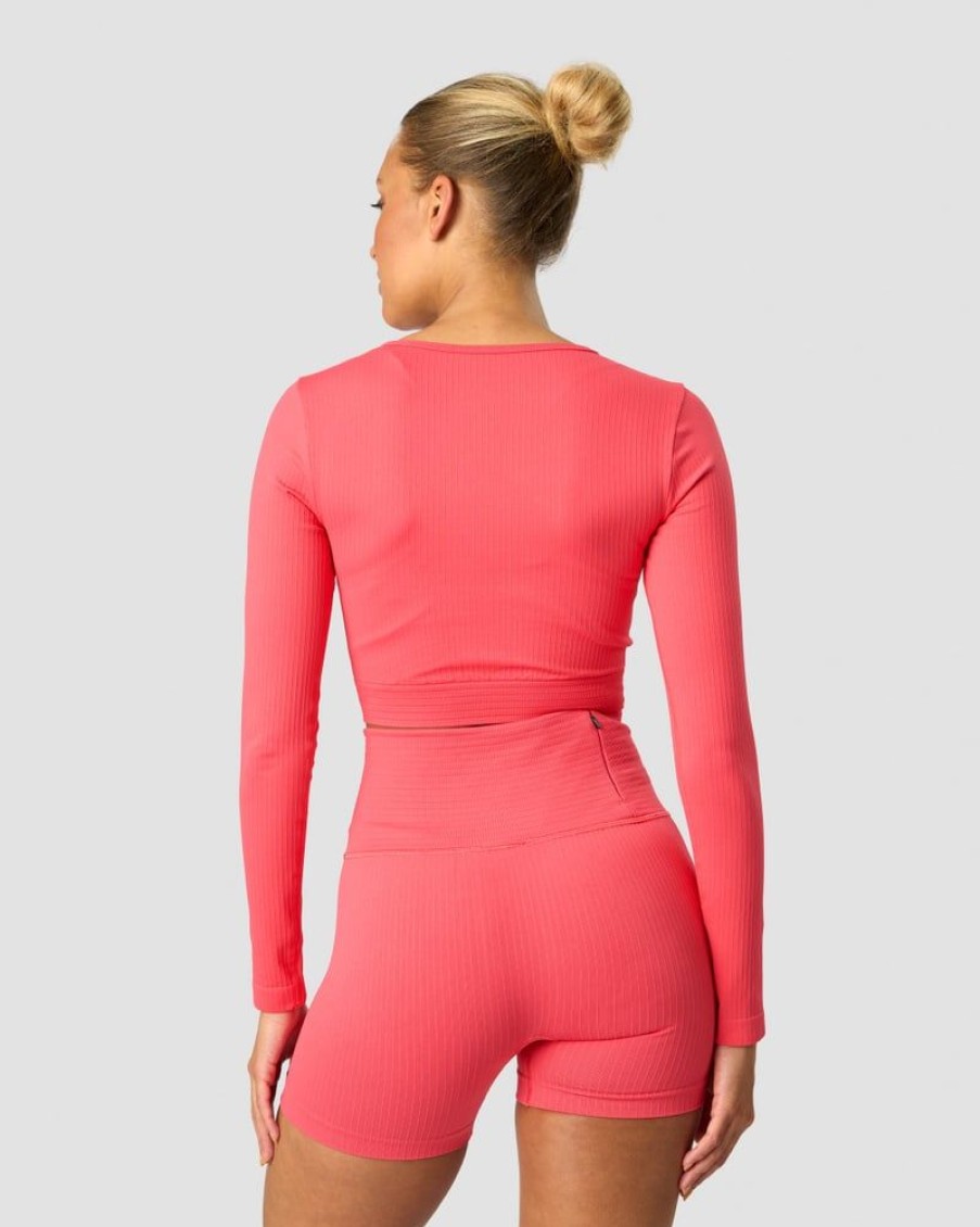 Naiset ICIW Seamless | Ribbed Define Seamless Cropped Long Sleeve Coral Red